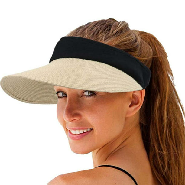 Straw Hat Girl Sunscreen Hat Beach Hat Sun Hat Wide Brim Viasor Hat Creamy-White 